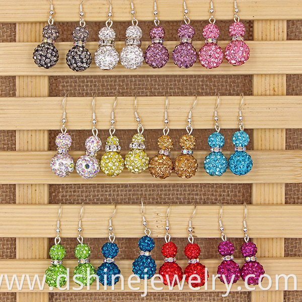 Double Beads Shamballa Earrings